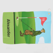 Tik in door Male Golfer op 18th Hole Golfhanddoek (Horizontaal)