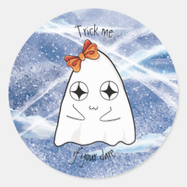 Tik me als je een schattige geest durft te kwetsen ronde sticker