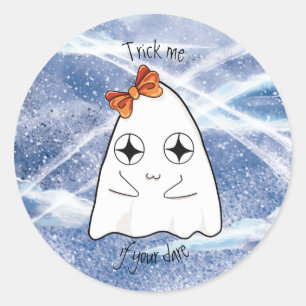 Tik me als je een schattige geest durft te kwetsen ronde sticker