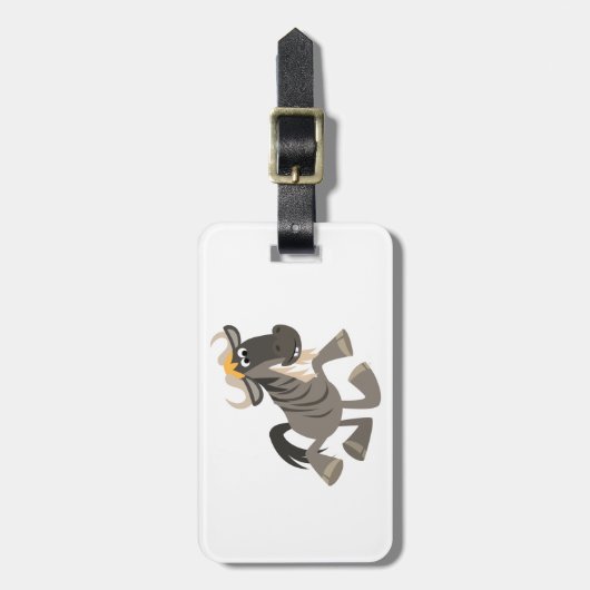 Tik met Cartoon om Wildebeest Bagagelabel te danse (Voorkant verticaal)