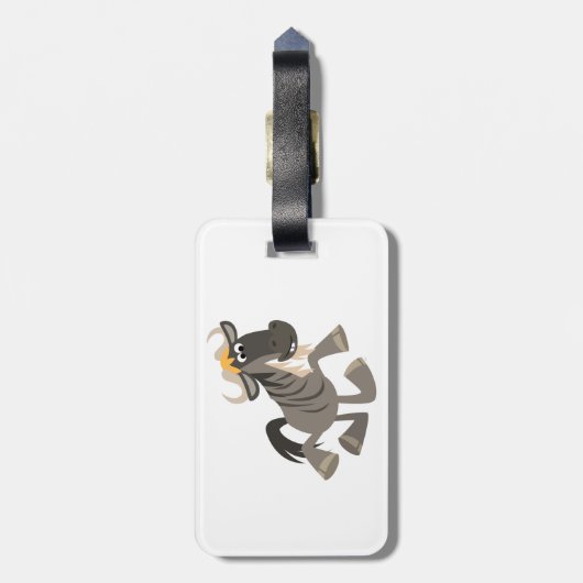 Tik met Cartoon om Wildebeest Bagagelabel te danse (Achterkant verticaal)