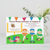 Tik neer! Football Team Birthday Uitnodiging (Staand voorkant)