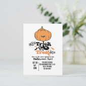 Tik of behandel schattige pompoen aangepaste uitno briefkaart (Staand voorkant)