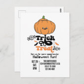 Tik of behandel schattige pompoen aangepaste uitno briefkaart (Voorkant / Achterkant)