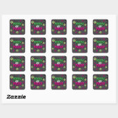 Tik of trakteer! Enge Schattigee Funky Spooky Zomb Vierkante Sticker (Vel)