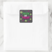 Tik of trakteer! Enge Schattigee Funky Spooky Zomb Vierkante Sticker (Tas)