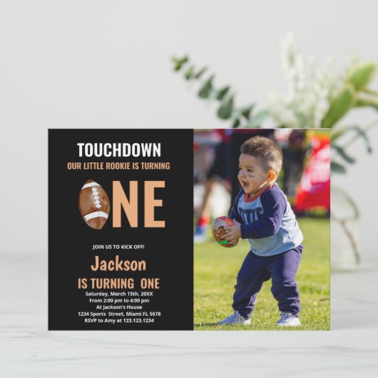 Tik op één Football verjaardag met foto Kaart (Staand voorkant)