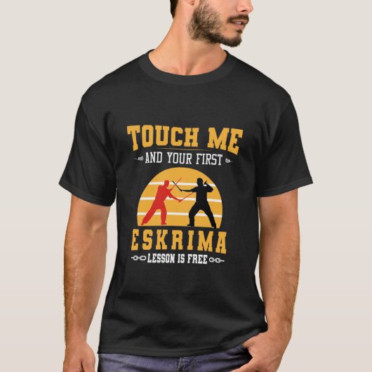 Tik op mij en je eerste Eskrima-les is gratis T-shirt (Voorkant)