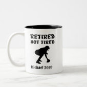 Tik op Pensioen Niet moe van het. Tweekleurige Koffiemok (Links)