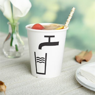 Tik op watersymbool papieren bekers