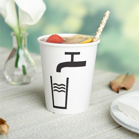Tik op watersymbool papieren bekers
