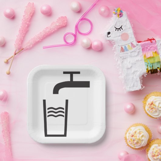 Tik op watersymbool papieren bordje (Feest)