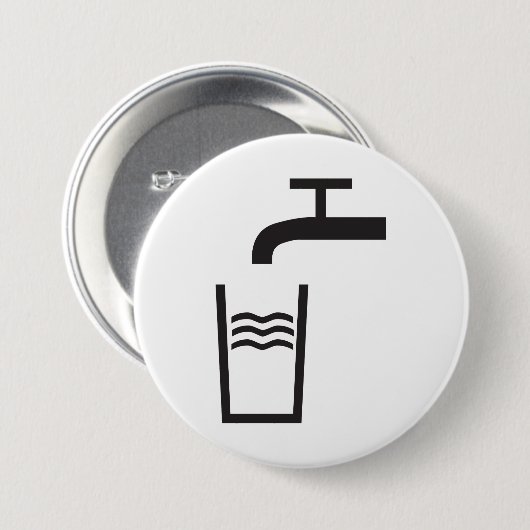 Tik op watersymbool ronde button 7,6 cm (Voorkant /achterkant)