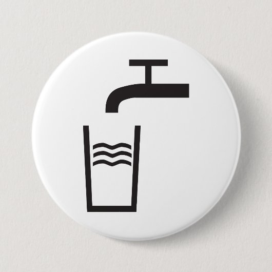 Tik op watersymbool ronde button 7,6 cm (Voorkant)