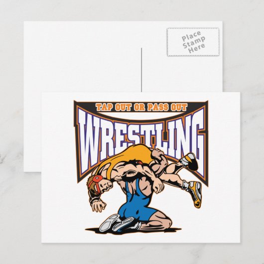 Tik op Wrestlers Briefkaart (Voorkant / Achterkant)