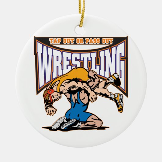 Tik op Wrestlers Keramisch Ornament (Voorkant)