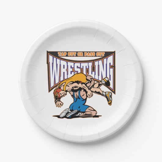 Tik op Wrestlers Papieren Bordje (Voorkant)