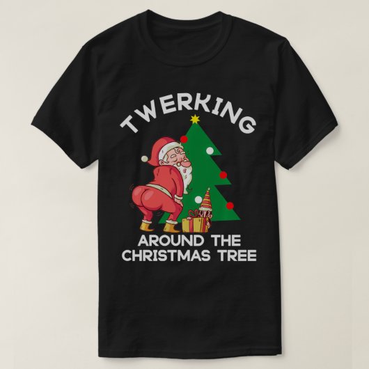 Tik rond de kerstboom, grappige santa we t-shirt (Design voorkant)