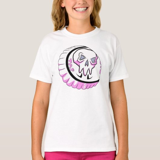 Tik Roze schedel Kappen ticker T-shirt (Voorkant)