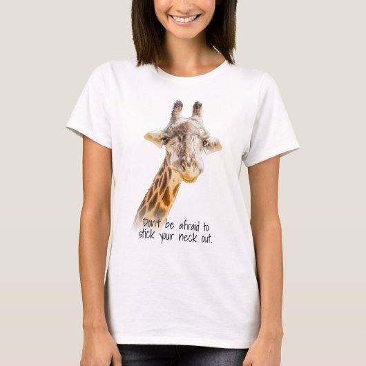 Tik uw nek uit Citaat Giraffe Foto Modern T-shirt (Voorkant)