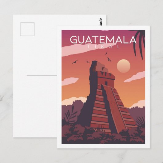 Tikal Guatemala Beroemde Reisplaats Illustratie Briefkaart (Voorkant / Achterkant)