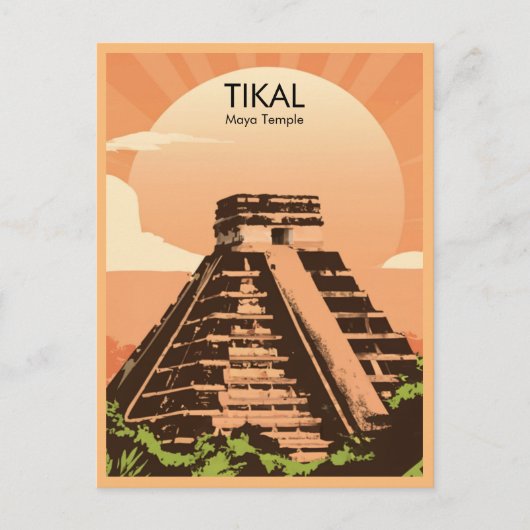 Tikal Guatemala Maya Temple waterverf Briefkaart (Voorkant)
