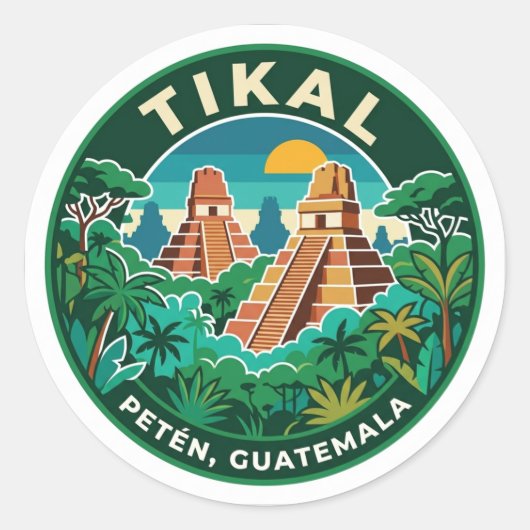 Tikal Guatemala Ronde Sticker (Voorkant)