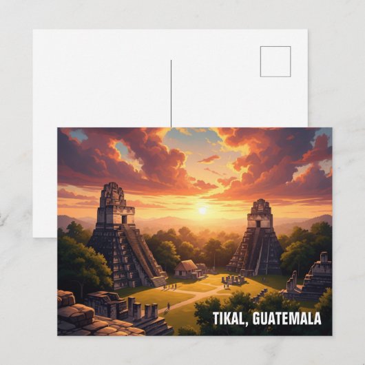 Tikal Guatemala Sunset Briefkaart (Voorkant / Achterkant)