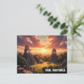 Tikal Guatemala Zonsondergang Briefkaart (Staand voorkant)