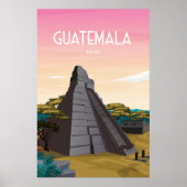 Tikal poster, Guatemala reiskunst, Maya ruïnes, Poster (Voorkant)