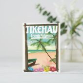 Tikehau Frans-Polynesië reisposter. Briefkaart (Staand voorkant)