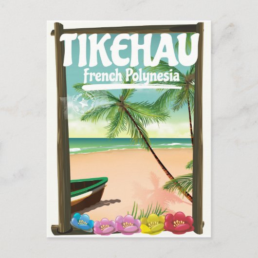 Tikehau Frans-Polynesië reisposter. Briefkaart (Voorkant)