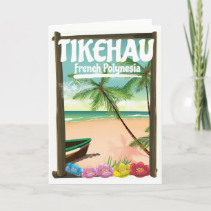 Tikehau Frans-Polynesië reisposter. Feestdagen Kaart