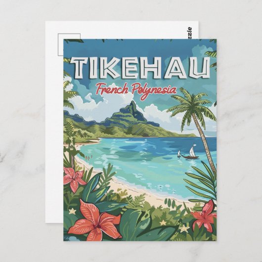 Tikehau: Waar Pink Sands ontmoet Azure Waters Briefkaart (Voorkant / Achterkant)