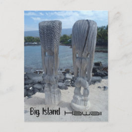Tiki achterzijde Big Island Hawaii briefkaart
