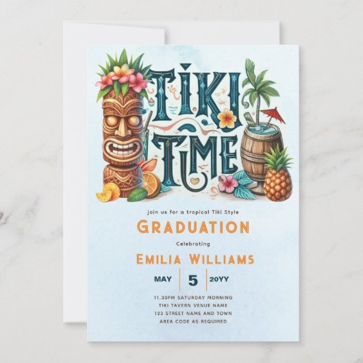 TIKI-AFGESTUDEERD TROPISCH LUAU Hawaiaans Feest Kaart (Voorkant)