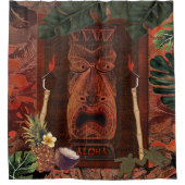Tiki Aloha Hawaiian Rustic Tropisch eiland Douchegordijn (Voorkant)