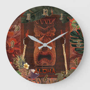  Tiki Aloha Hawaiian Tropisch eiland Grote Klok