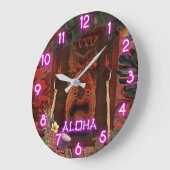  Tiki Aloha Paarse Glow Hawaiian Tropisch Grote Klok (Hoek)