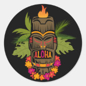 Tiki Aloha Ronde Sticker (Voorkant)