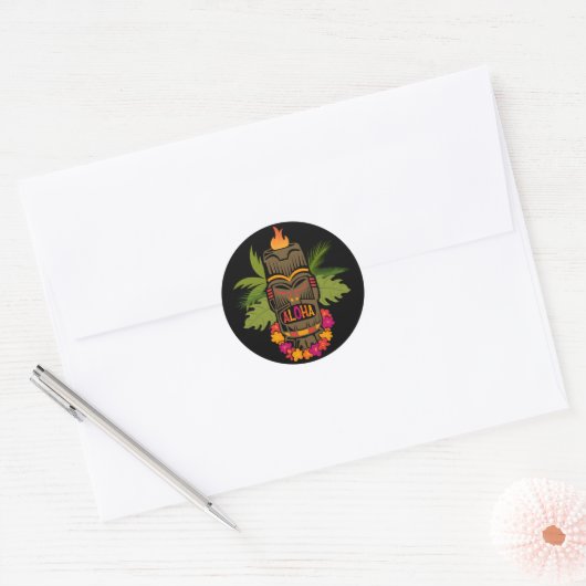 Tiki Aloha Ronde Sticker (Envelop)