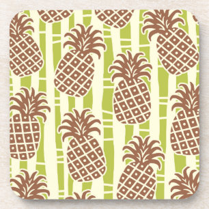 Tiki Ananas Bamboe Strepen Patroon Bier Onderzetter