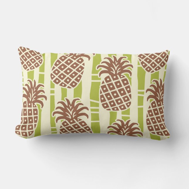 Tiki Ananas Bamboe Strepen Patroon Kussen (Voorkant)