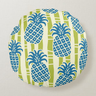 Tiki Ananas Bamboe Strepen Patroon Rond Kussen