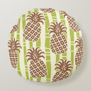 Tiki Ananas Bamboe Strepen Patroon Rond Kussen
