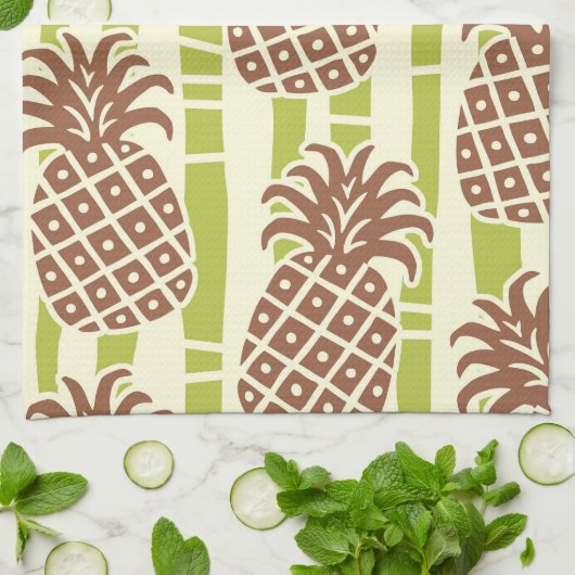 Tiki Ananas Bamboe Strepen Patroon Theedoek (Gevouwen)
