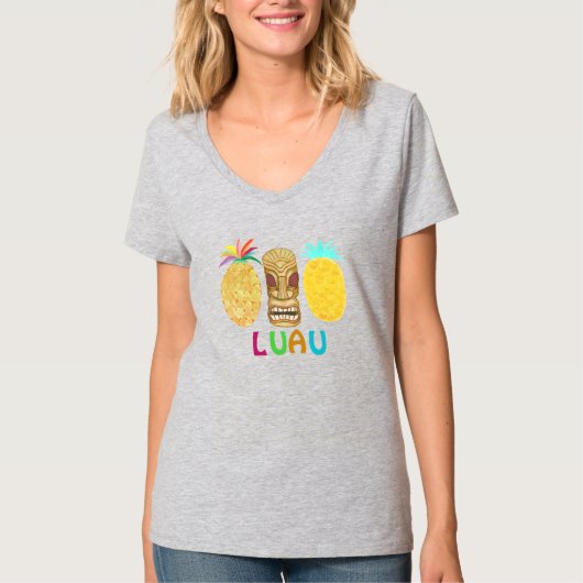 Tiki Ananas Luau T-Shirt (Voorkant)
