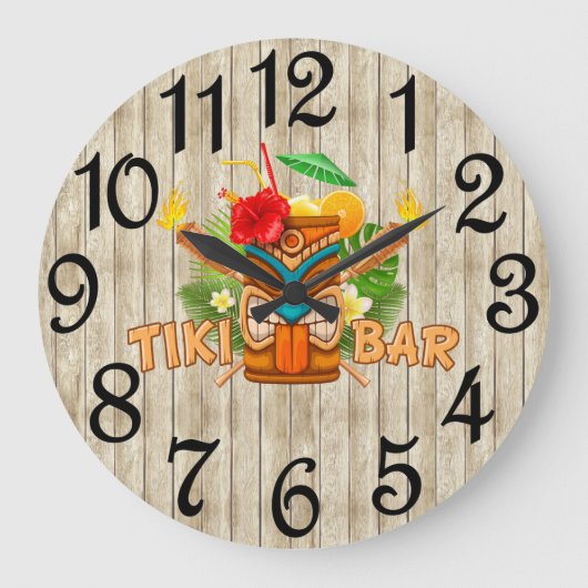 Tiki Bar Beige Acrylate Wandklok (Voorkant)