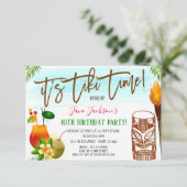 Tiki Bar Birthday Party Invitation Kaart (Staand voorkant)