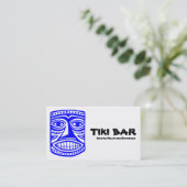 Tiki Bar - blauw, zwart-wit Visitekaartje (Staand voorkant)